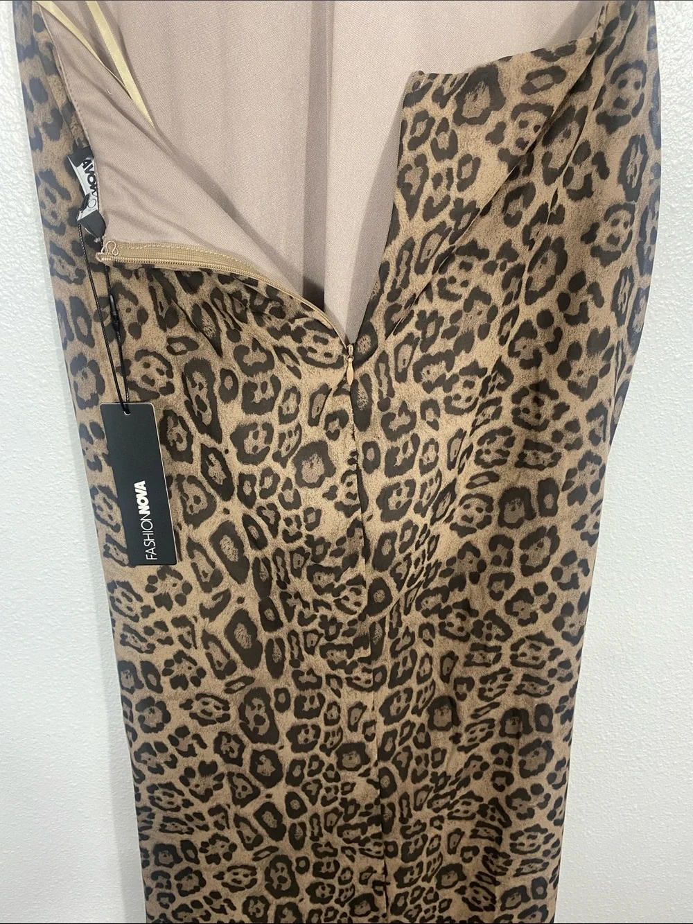 Fashion Nova Leopard Print Halter Cutout Maxi Dress - Brown Size S